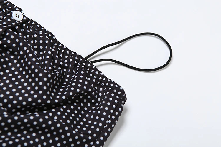 Speckled Print Dress Spaghetti Strap Sleeveless Single-Breasted Pleated Midnight Mini Bodycon