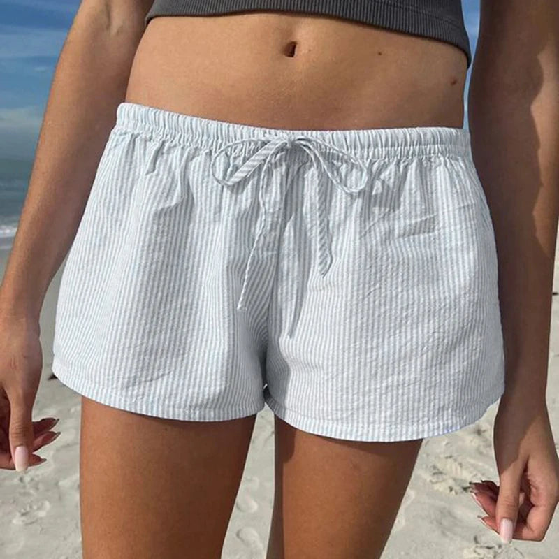 's Shorts Low Waisted Leisure Bottoms Striped Print Shorts