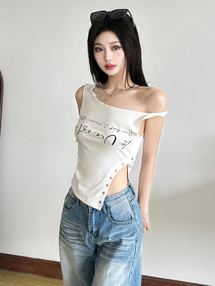 White Square Neck Top