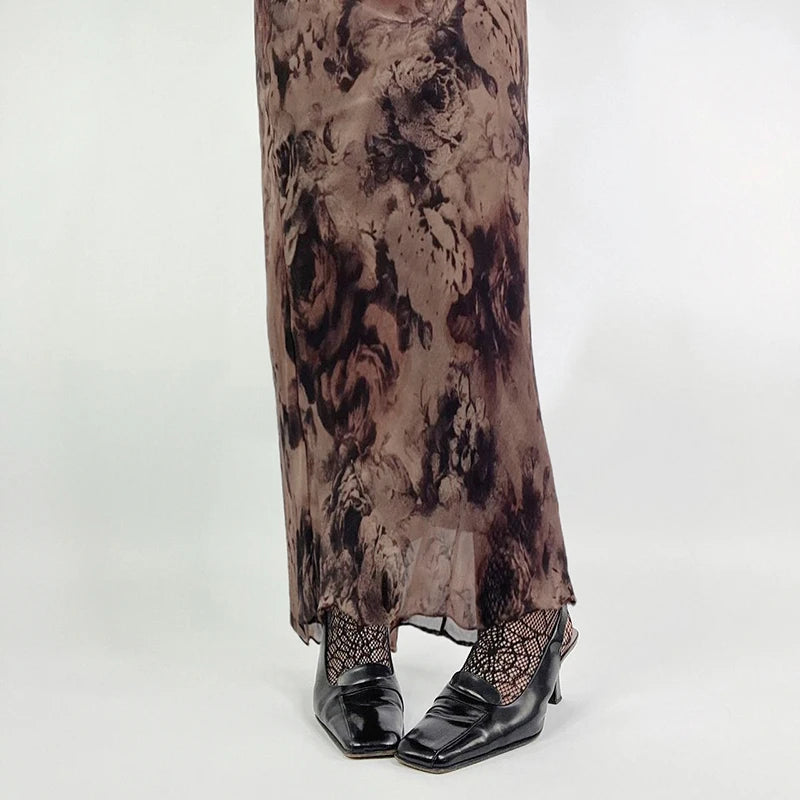 Straight Skirt Long Bottom Retro Fairycore Grunge
