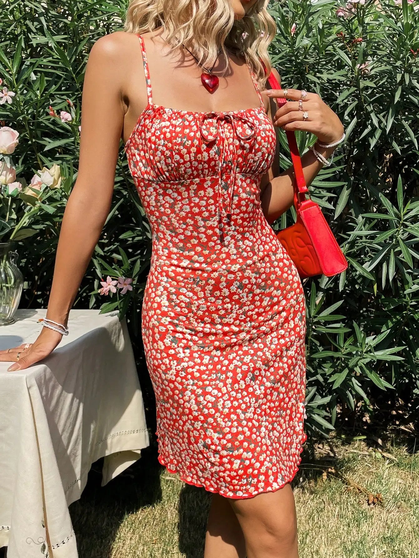 Red Floral Mini Dress