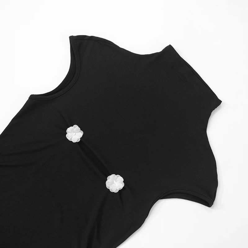Black High Neck Slim Mini Dress