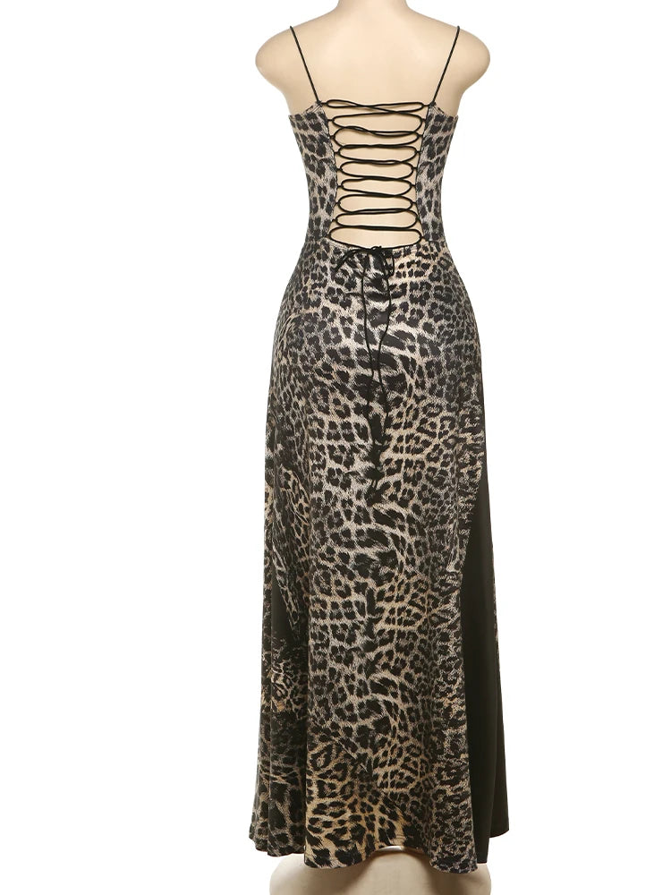 Patchwork Dress Trend Supendency Cleavage Drawtring Drap Maxi Bodycon Trend
