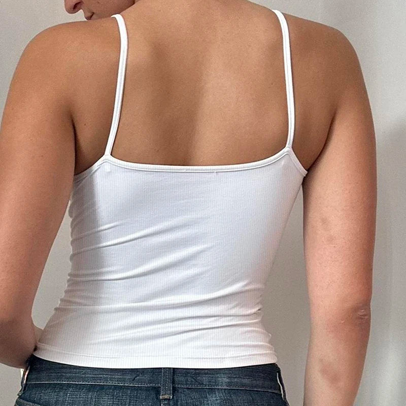 Bow White Crop Camis Spaghetti Strap Bustiers Slim 's Retro Bustiers