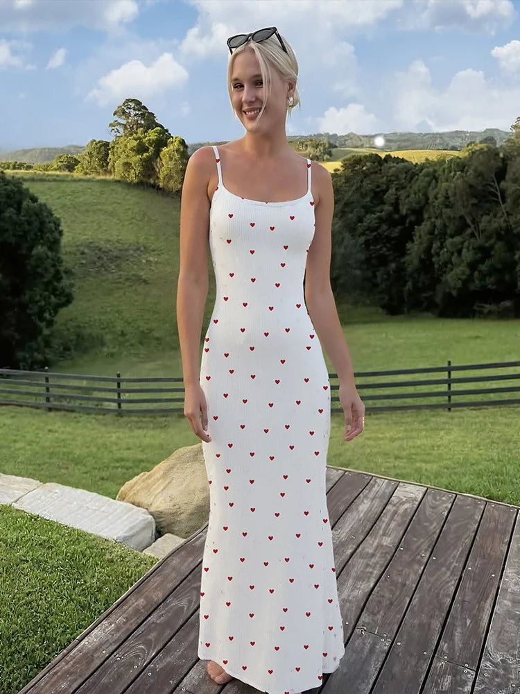Panell Maxi Dress Claic U-neck Backless Sleevele Body-haping Long