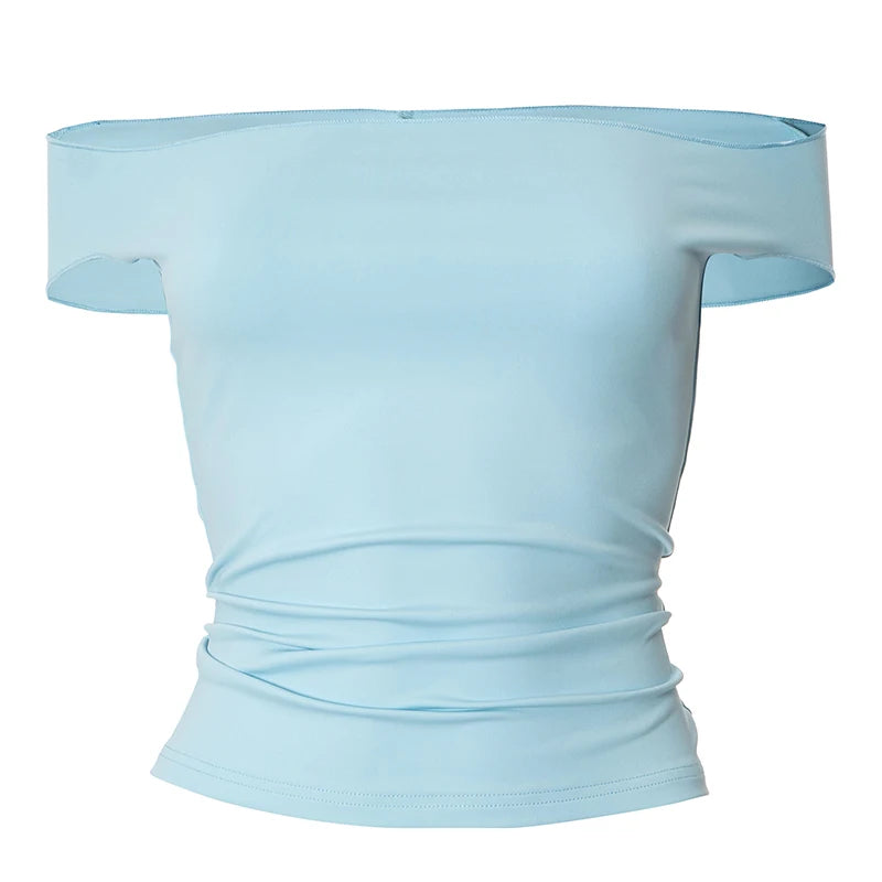 Spring And Strapless Backless Hollow Out One-Shoulder Undershirt T-Shirt Top Wildcard