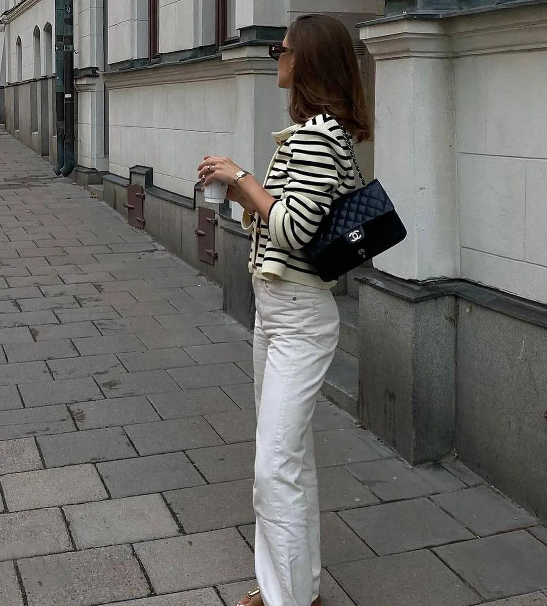 Striped Knit 2 Piece-Set Shorts Zebra ed Cardigan And High Waist Patchwork Shorts Sets Knit