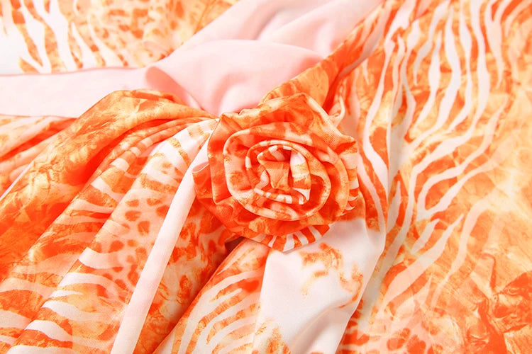Orange Hollow Bodycon Mini Dress