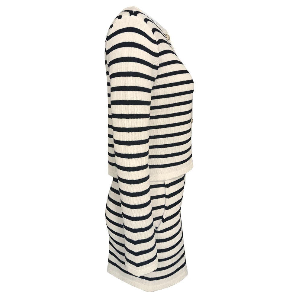 Striped Knit 2 Piece-Set Shorts Zebra ed Cardigan And High Waist Patchwork Shorts Sets Knit
