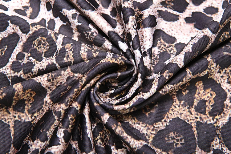 Leopard Print Dress Midnight Square Collar Backless Sleeveless Hipster Classic Long Bodycon