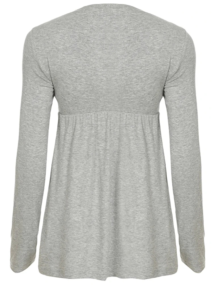 Lace Patchwork Square Collar T-Shirts Long Sleeved Top