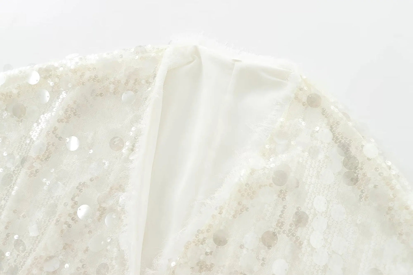Sequin Kimono Jacket Coat Long Sleeve V Neck Loose Outer Lady Wrap