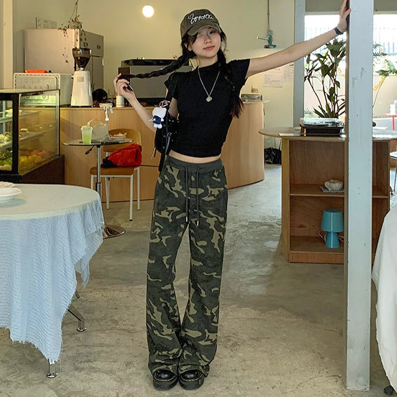 Camouflage Work Pant Wait Slim Mopping In Pant Wome