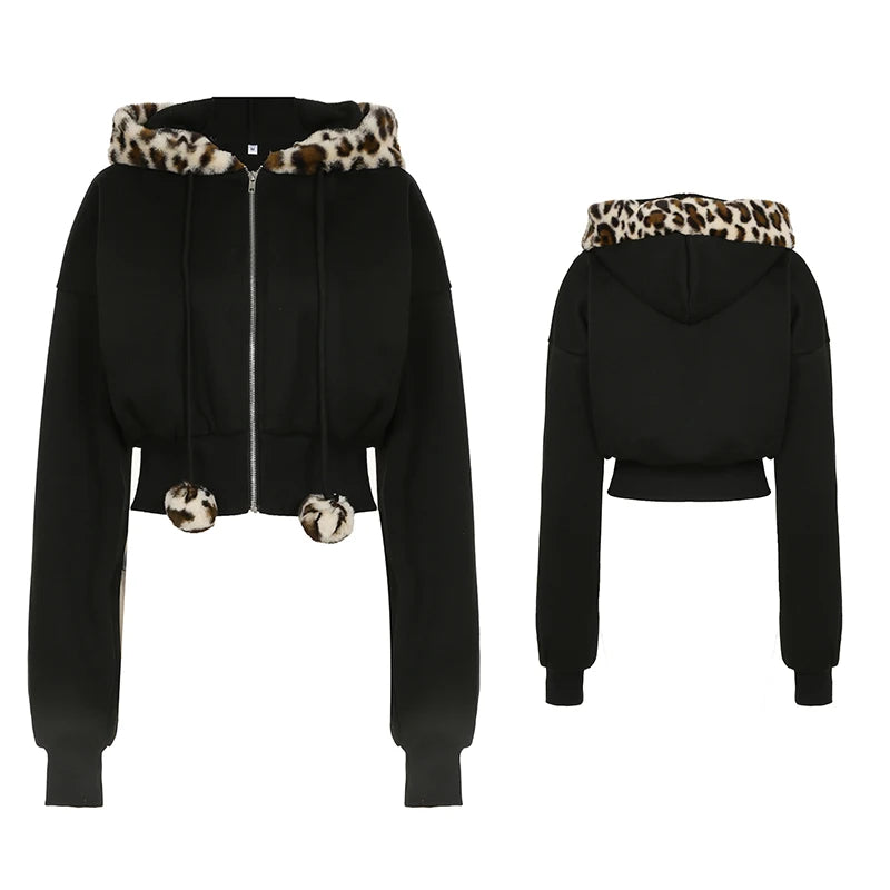 Zip Up Fur Neck Hoodie Coats Slim 's Jackets s
