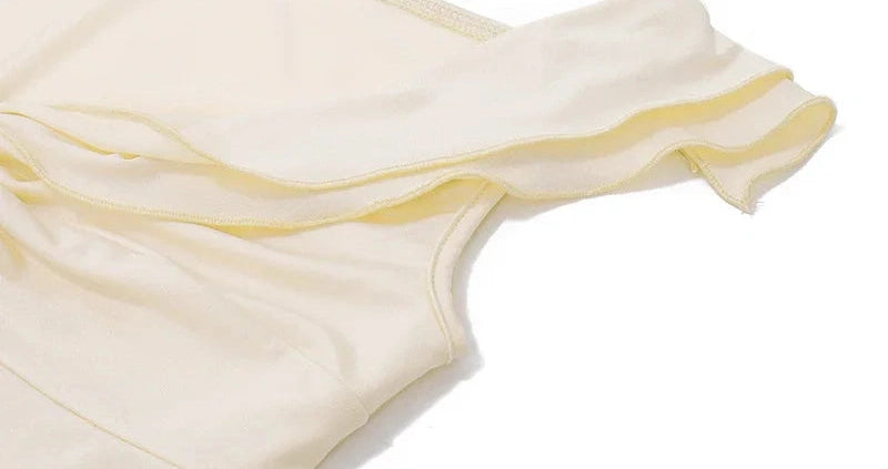 Slash-neck Knot Twist T Shirt With Elastic Slim Ruffles Cake Skirt French Two Piece Set