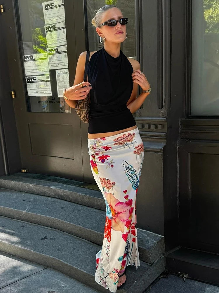 Scenery Maxi Skirt Trend Wait Silky Body-haping Bottom Vacation Dress