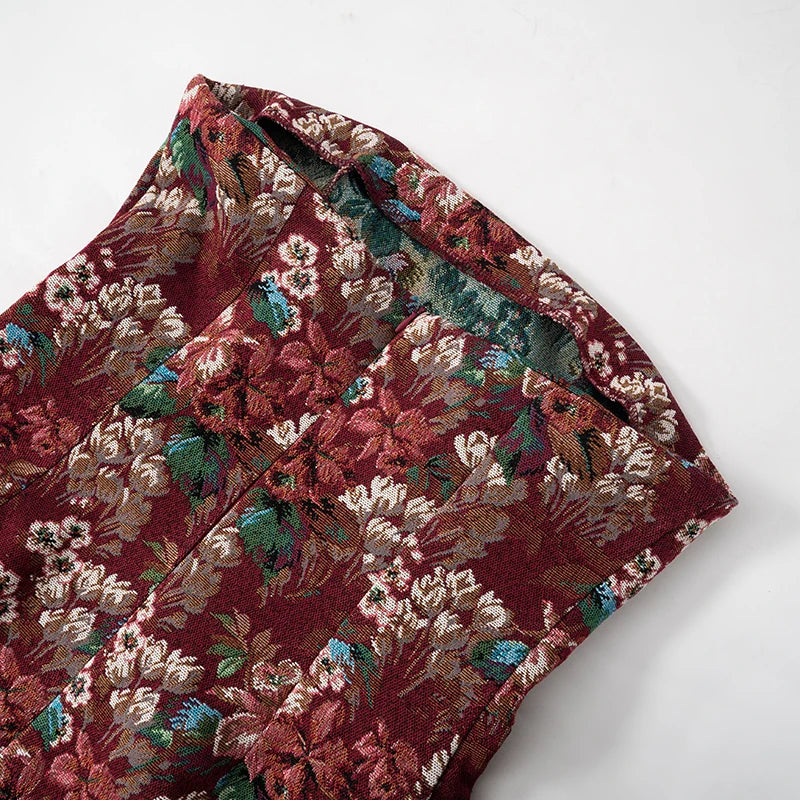 Sleeveless Strapless Sheath Floral A-Line Hem Button Mini Short Girl
