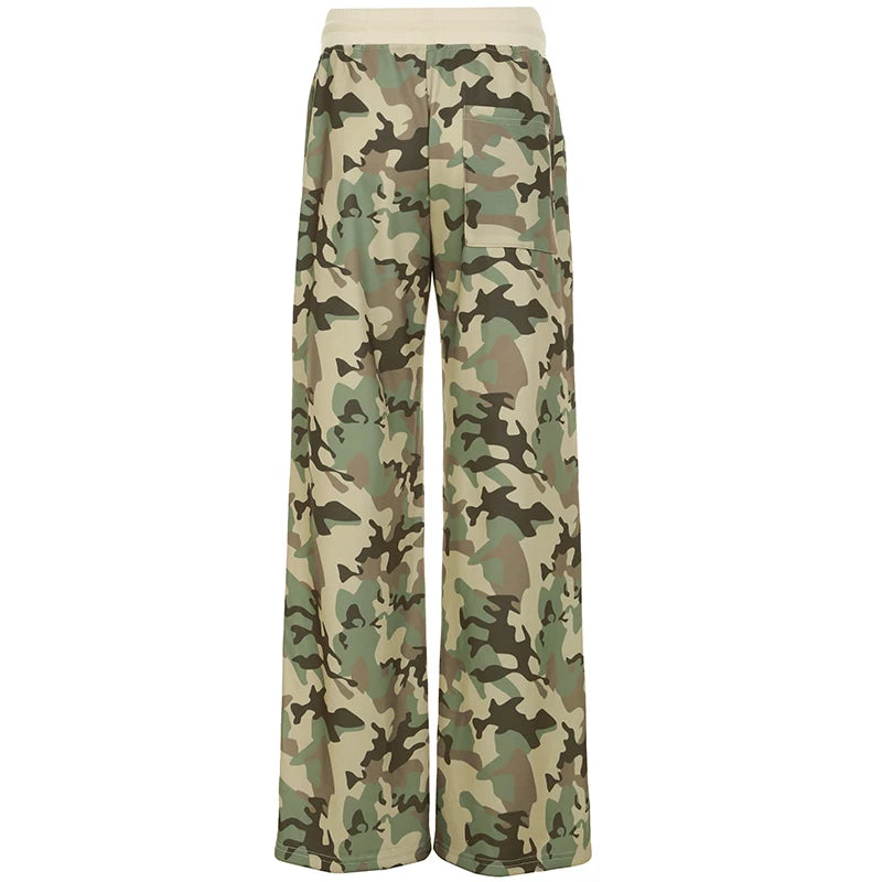 Low Waisted Contrasting Camouflage Trousers Loose Pants 's Bottoms