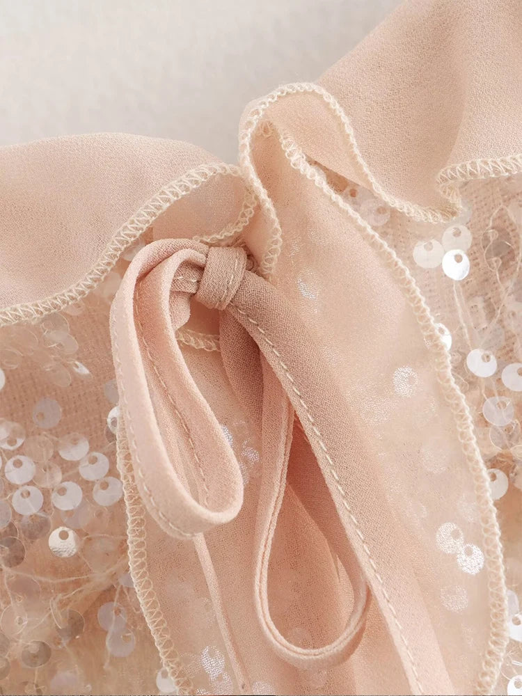 European and American and Versatile Sequined Suspender Top