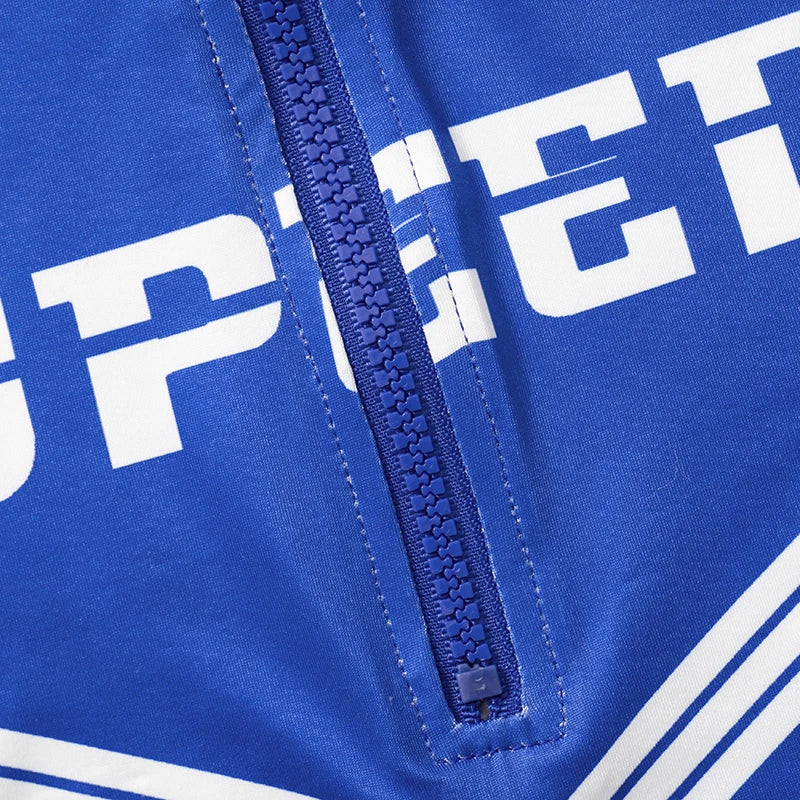 Sporty Motor Crop Top Turtleneck Zipper Letters Stripe Shirt Versatile Out Studio