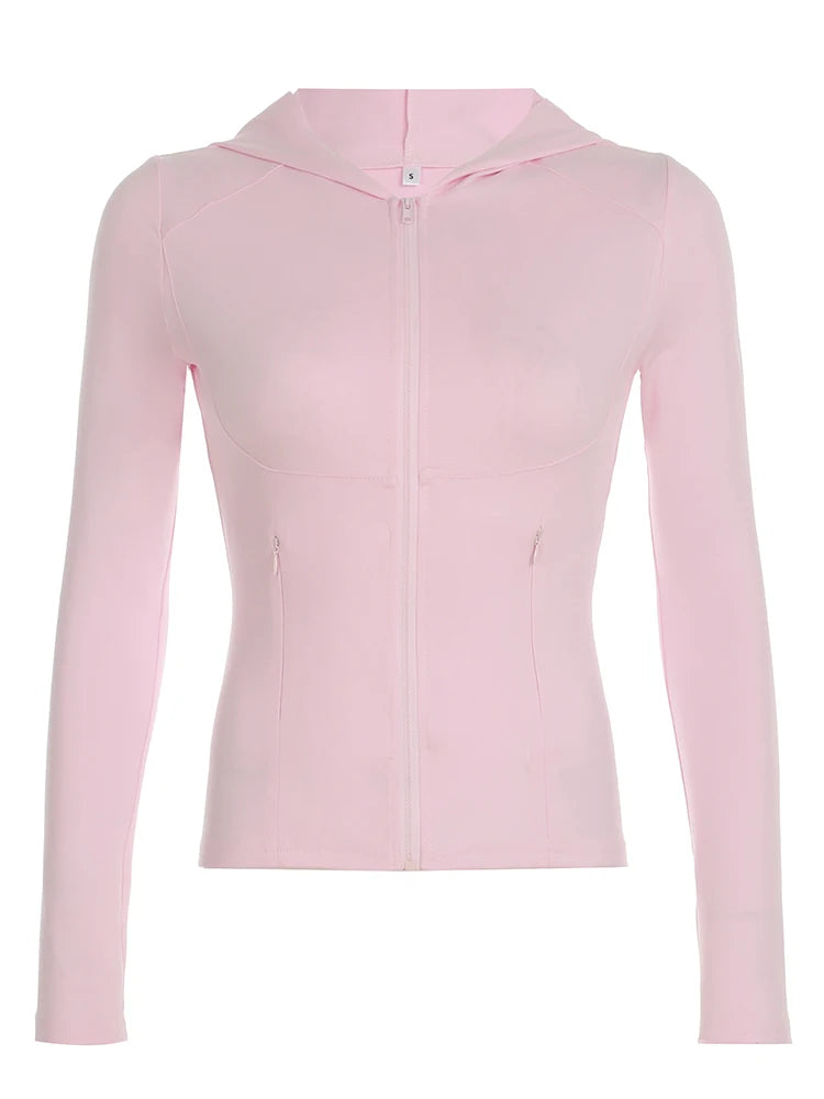 Slim 's Hooded Jackets Zip Up Bodycon Coats