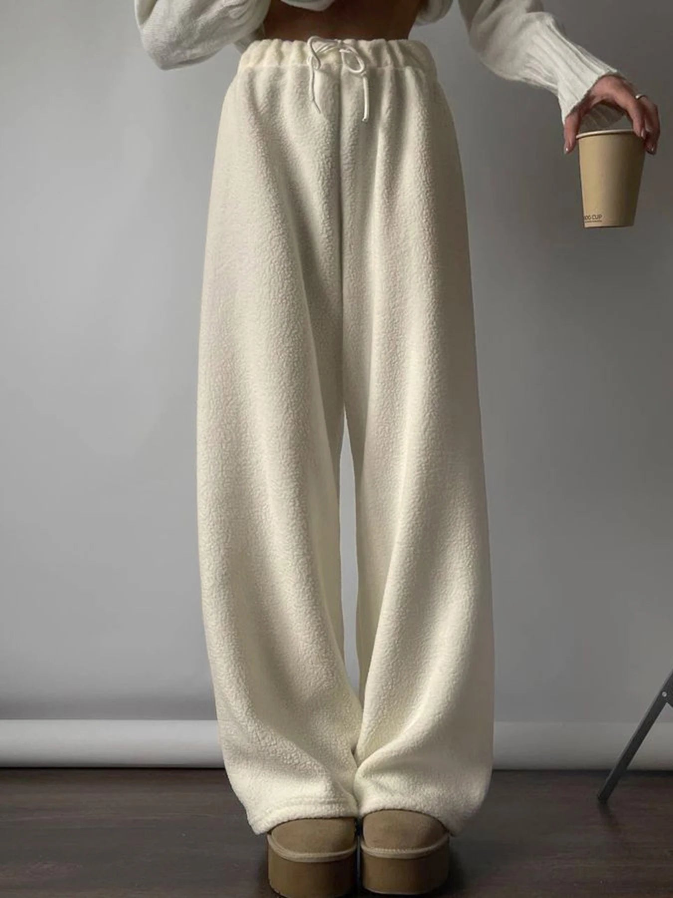 's Thermal Lined Pants Comfy Trousers Fall Drawstring Bottoms Daily