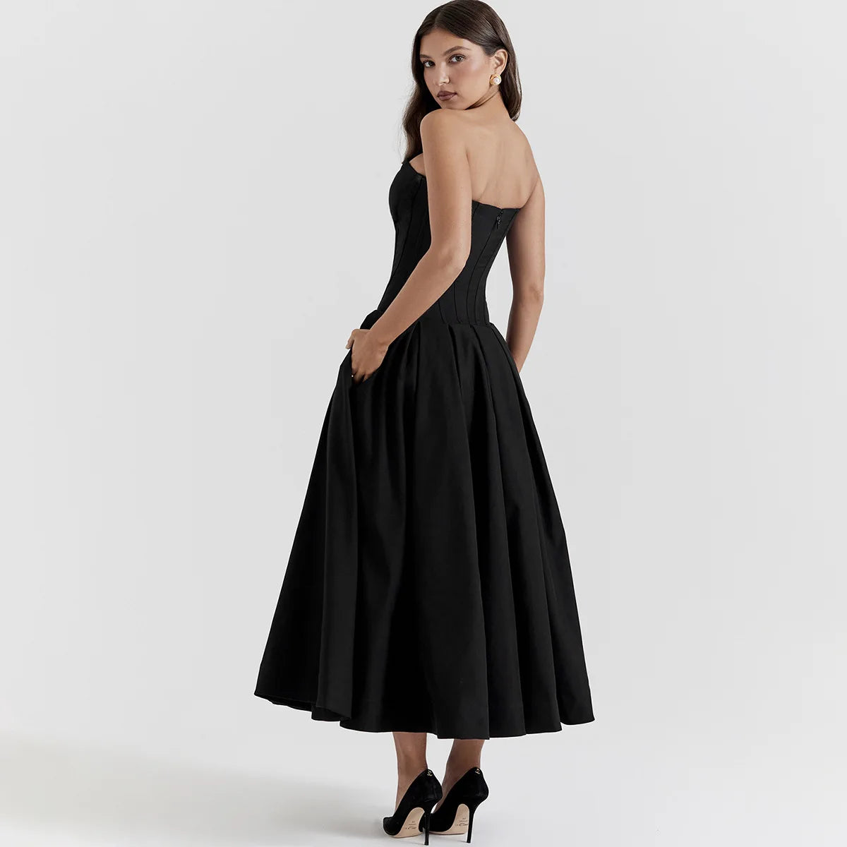 Strapless mal Occasion Dress Midi Dresses Red Wedding Guess Dress