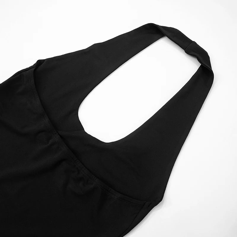 'S Spring And Color Low Cut Backless Irregular Fit Hanging Neck Camisole Short Top