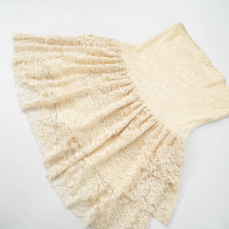 And Lace Patchwork Strapless Backless Cake Hem Short Dress Sweet
