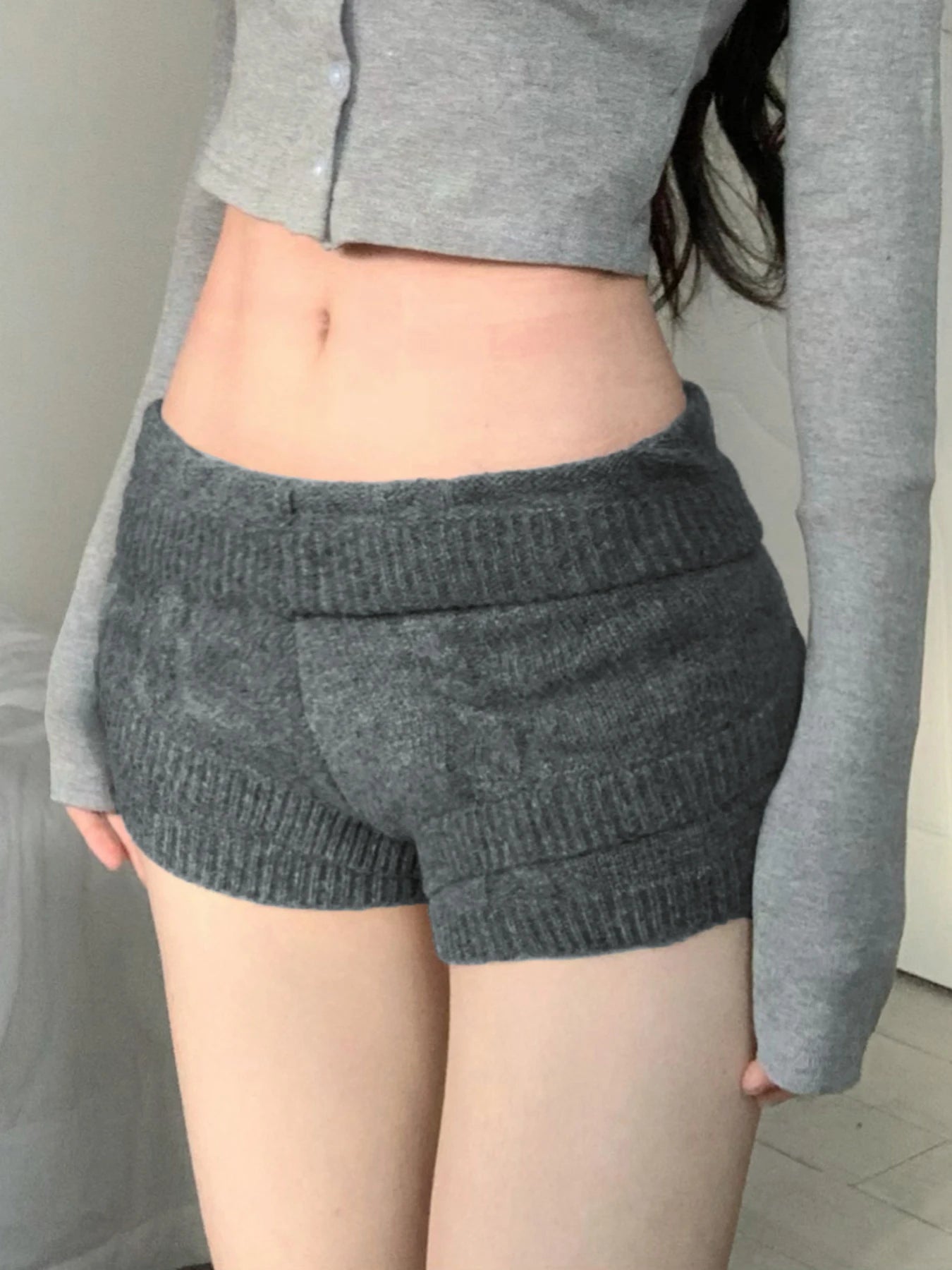 Slimming Knit Shorts Color 's Bottoms Leisure Comt