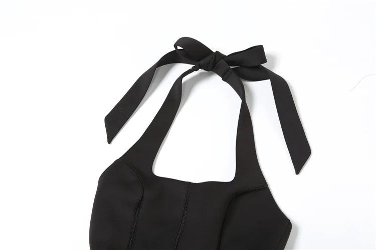 Halter Dress Bandage Low-Neck Hollow Backless Simple Classic Fads Thin