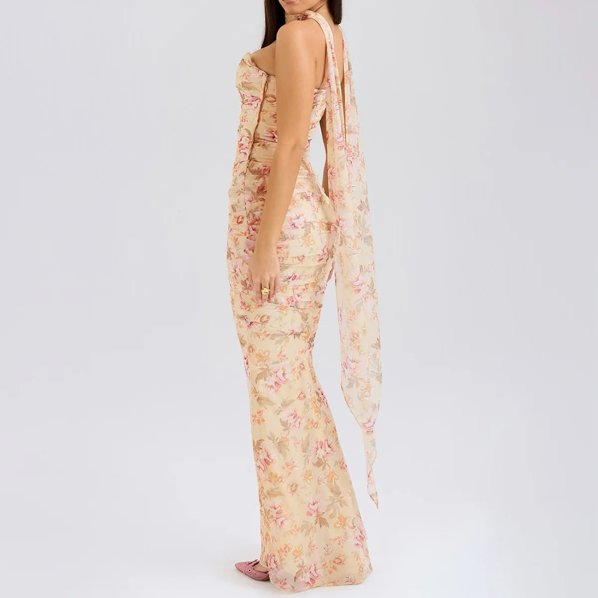 2 Pieces Dress Set with Scarf Matching Sets Cropped Top and Long Dress Set Casual Dress