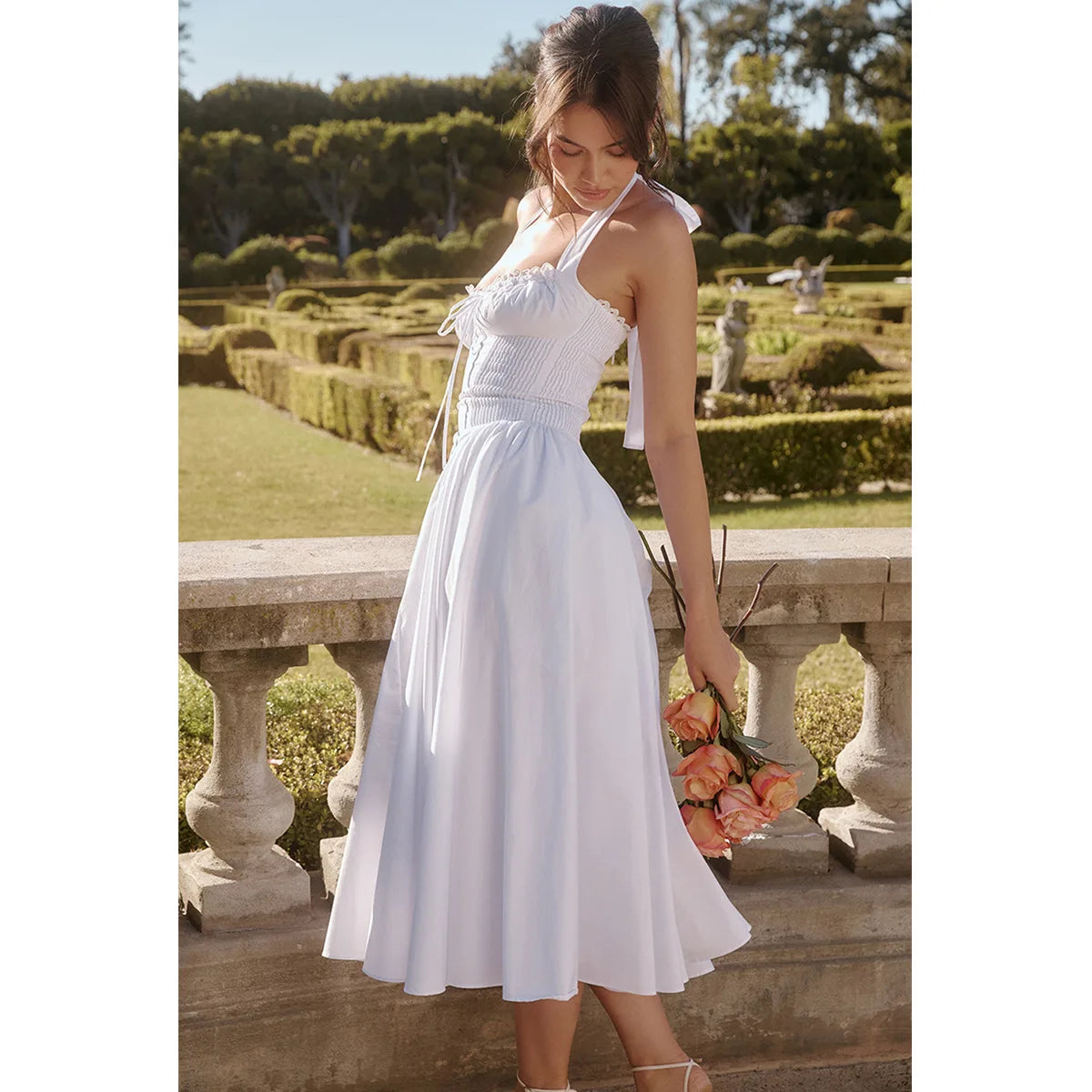Slim Fit A-Line Halter Midi Dress