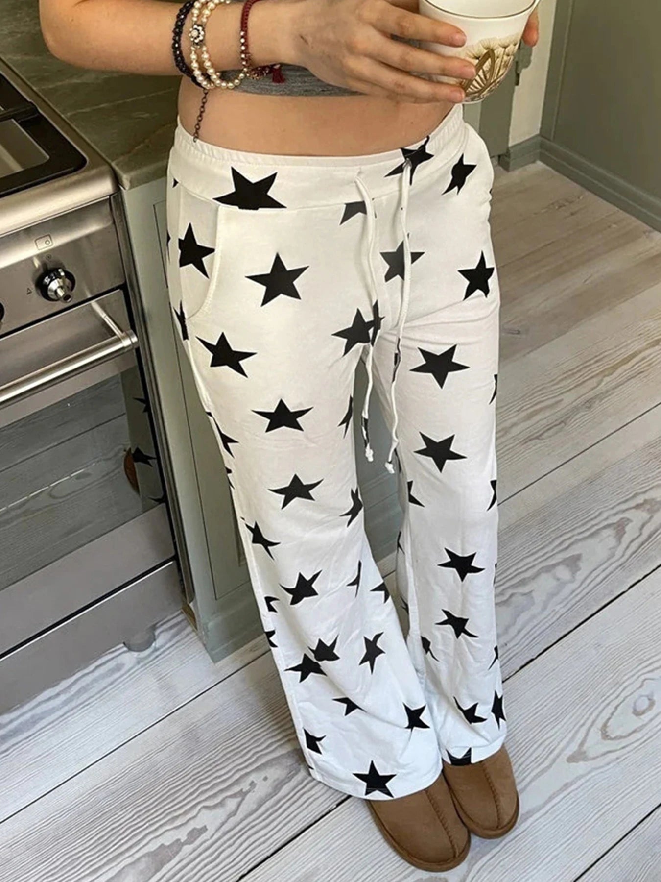 White Star Print Sweatpants