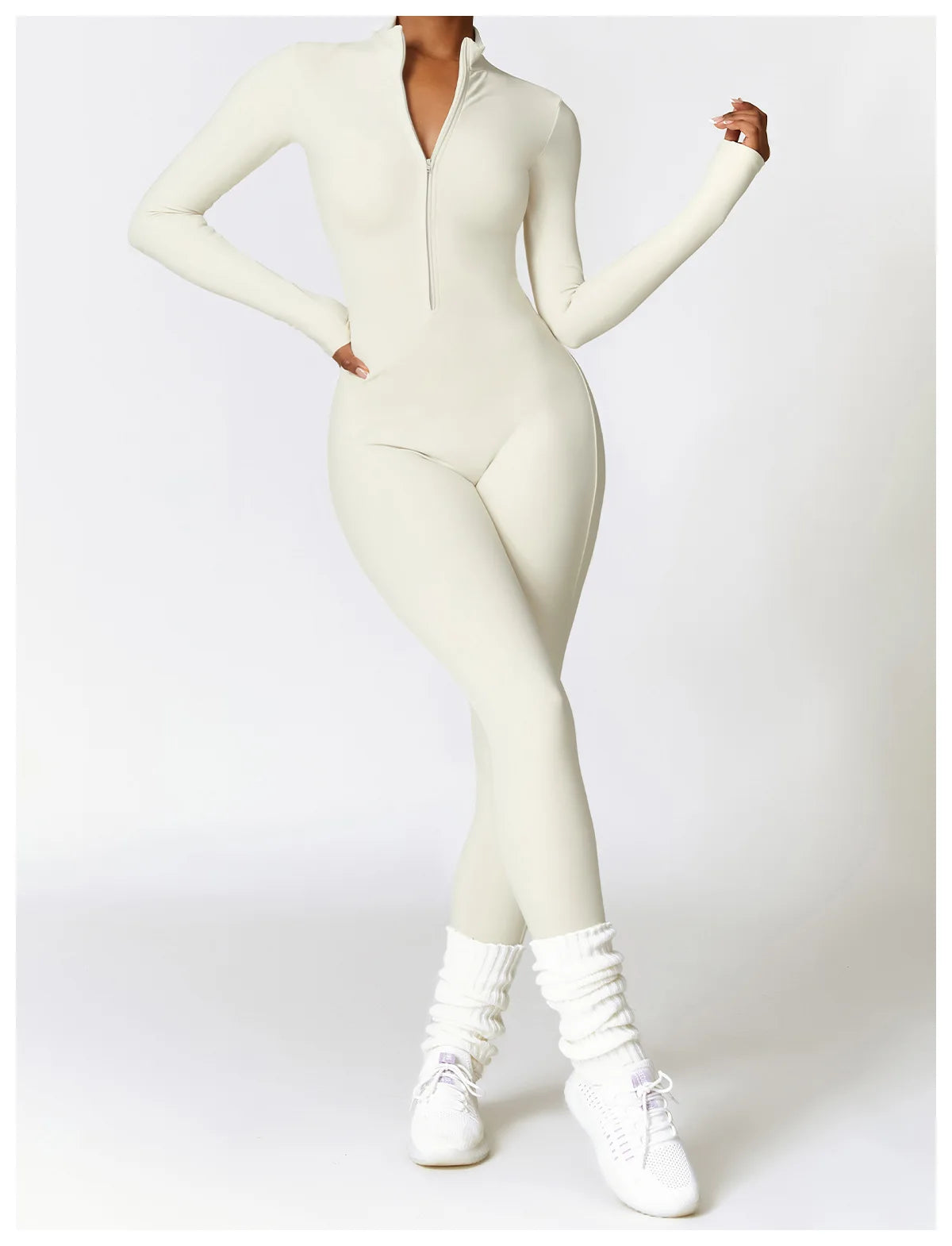 Zipper Yoga Rompers Long Sleeved One-piece Sports Gym Jumpsuits Workout High-intensity Fitness Skin-tight Garment