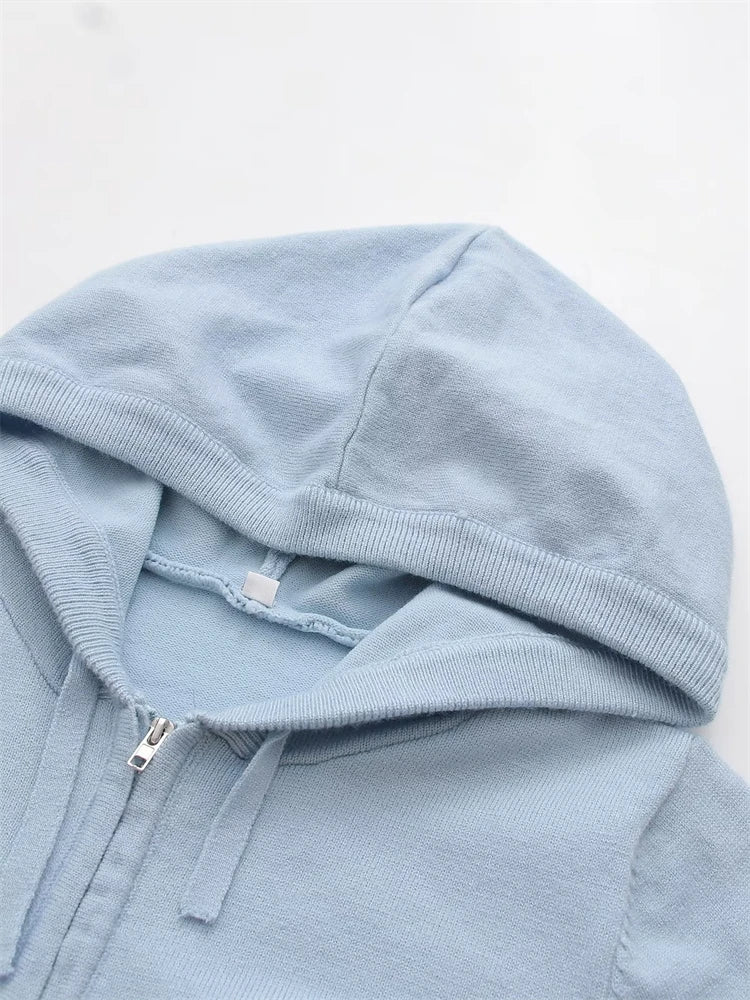 Knit 2 Piece-Set Trousers Hoodie Tracksuit Crop top Knit And Pants Sets Trousers