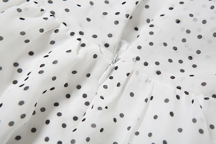 Dots Print Dress Long Scarf Chest Wrap Cleavage Backless Ruffles Mini Bodycon