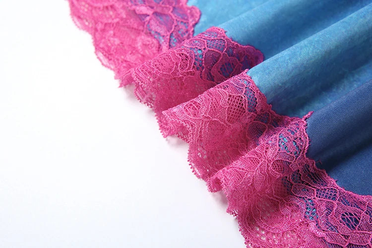 Lace Chest Wrap Maxi Dress Colorful Flowers Sleeveless Skinny Fit Slim