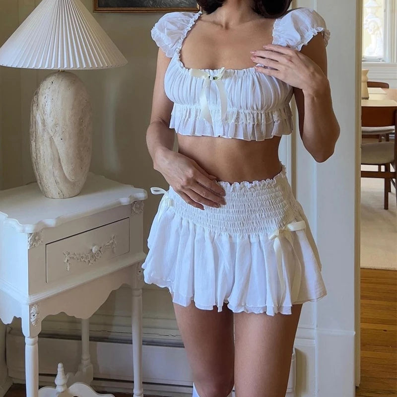 White Fluffy Slim Fit Two Piece Set