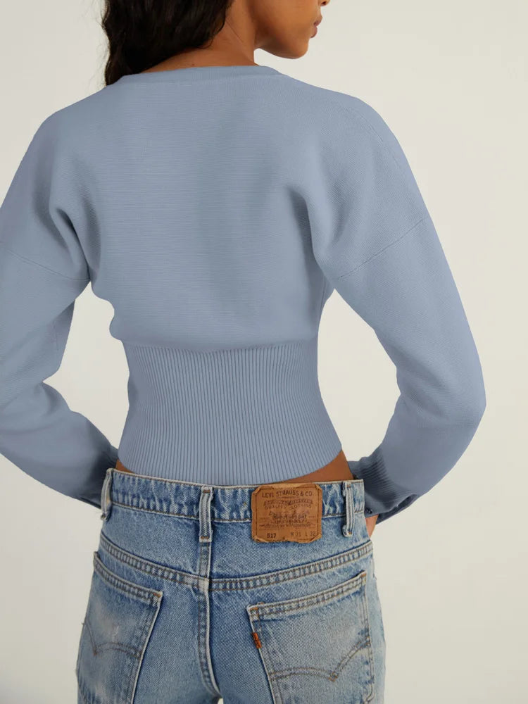 Knit Cardigan Top Ribbed Patchwork Slim Cropped Inner Top Knit Cardigan Out