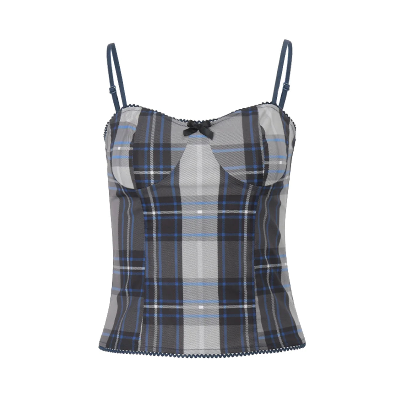 Plaid Patchwork Slim Sleeveless Top