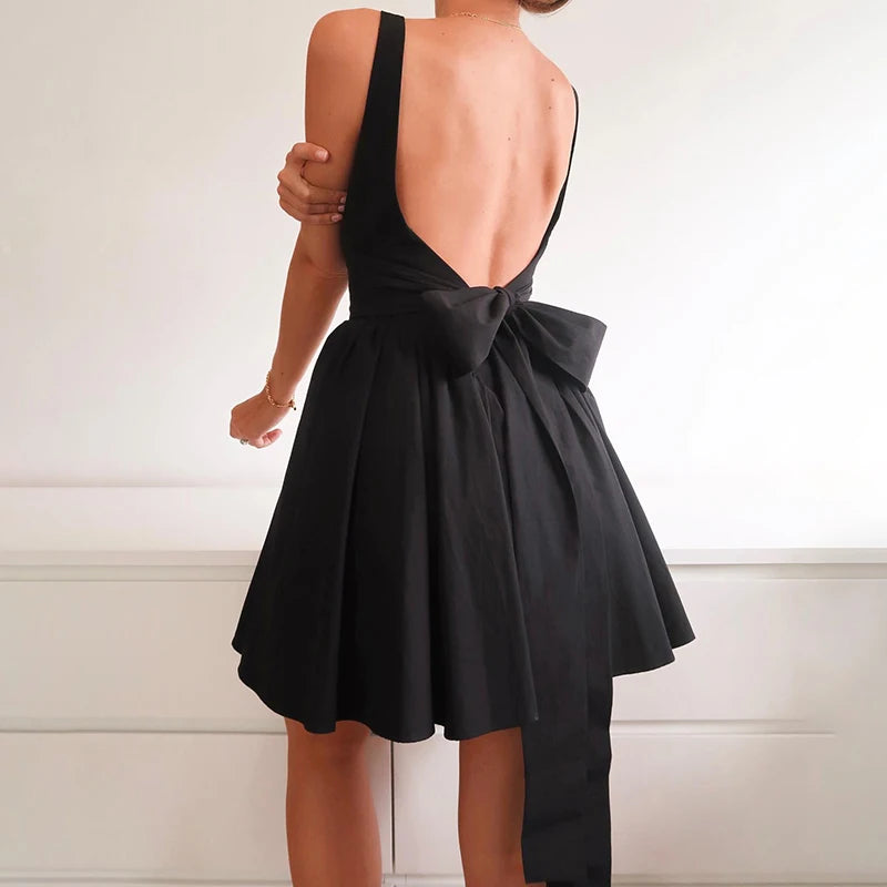 Backless Tie Dye A-line Dress Sleeveless Dress