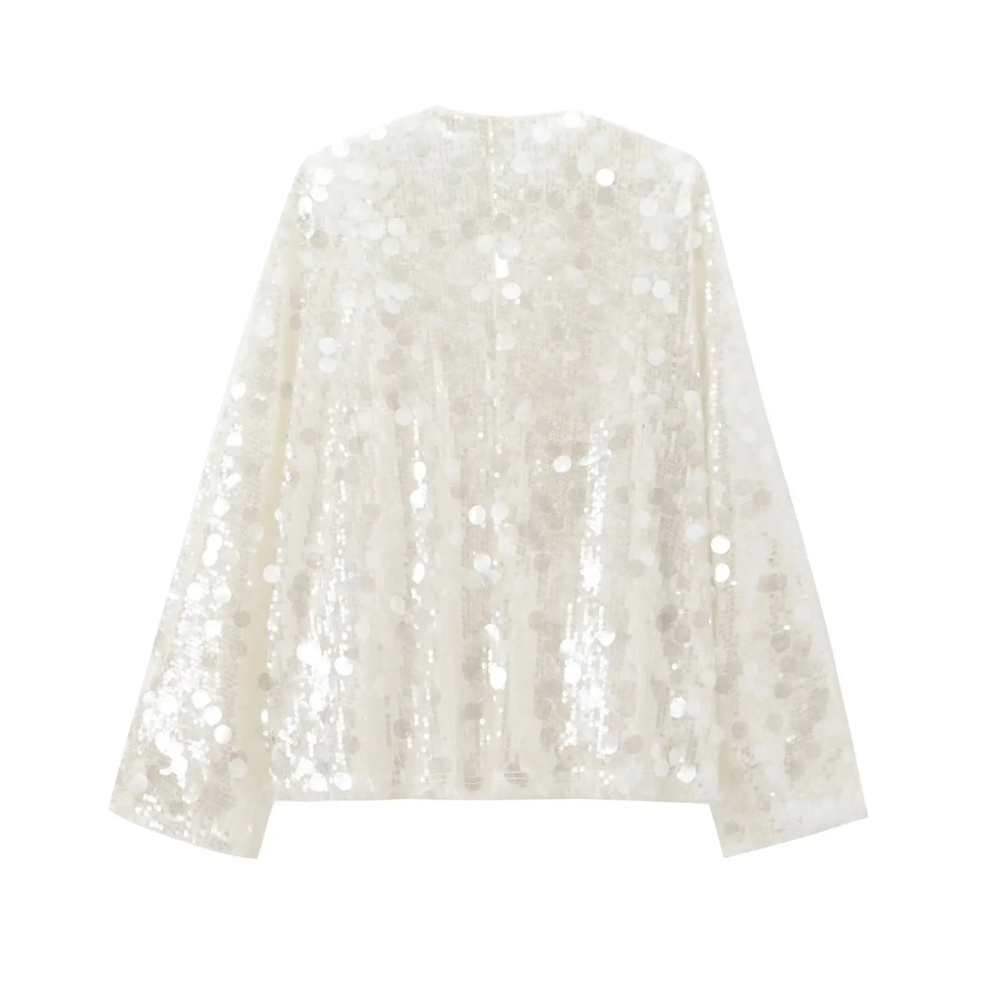 Sequin Kimono Jacket Coat Long Sleeve V Neck Loose Outer Lady Wrap