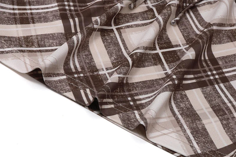 Brown Plaid Slim Top