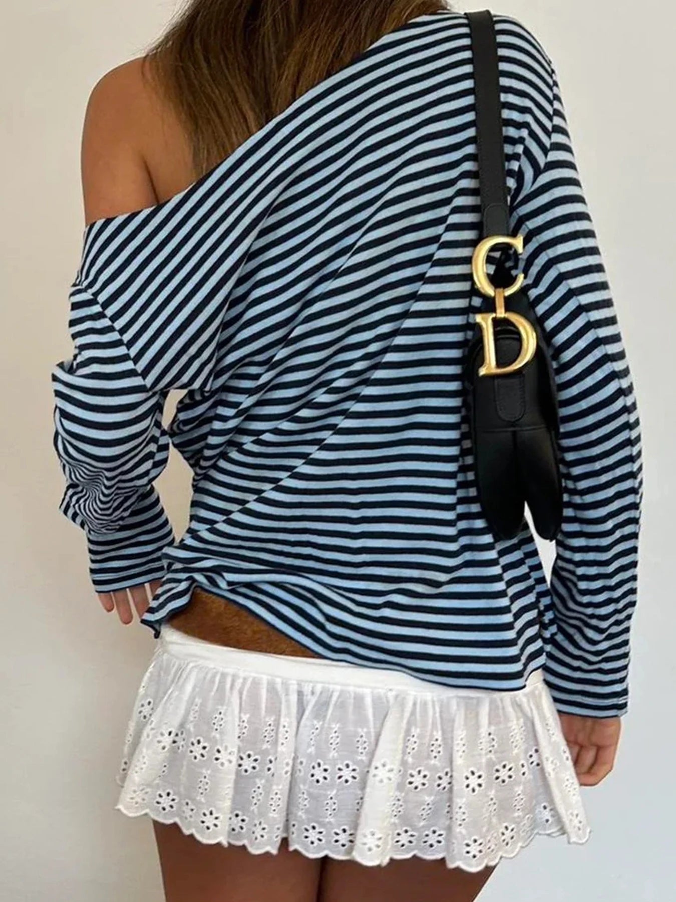 Strip Shirt Long Sleeve V-neck