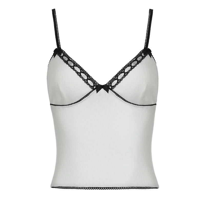 V-Neck Bow Knitted Crop Top
