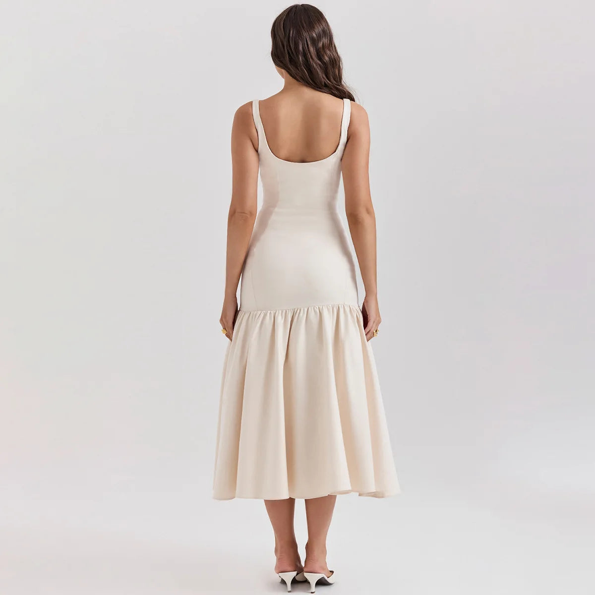 Ruffle Slim Midi Dress