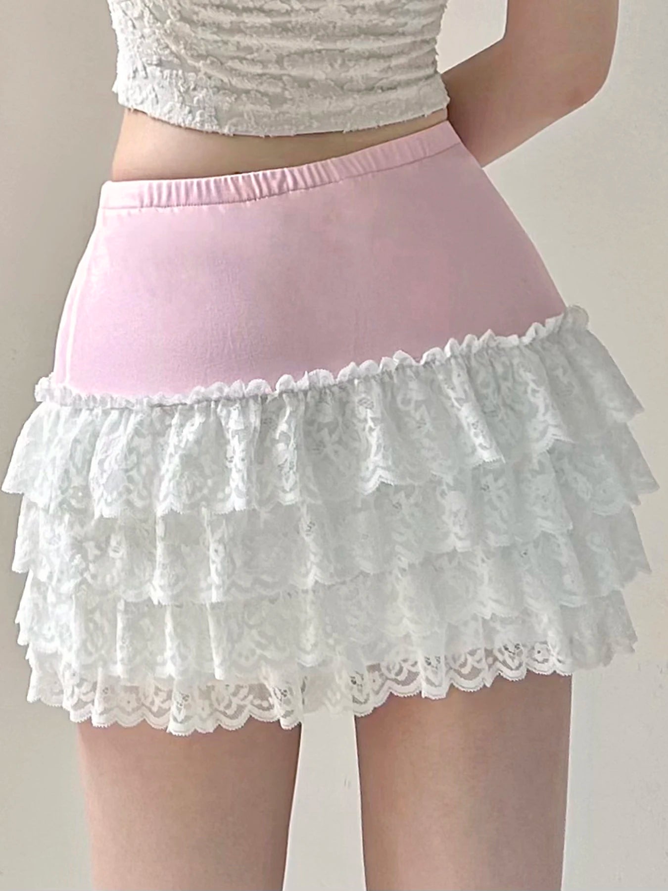 Pink Bow Lace A-Line Mini Skirt