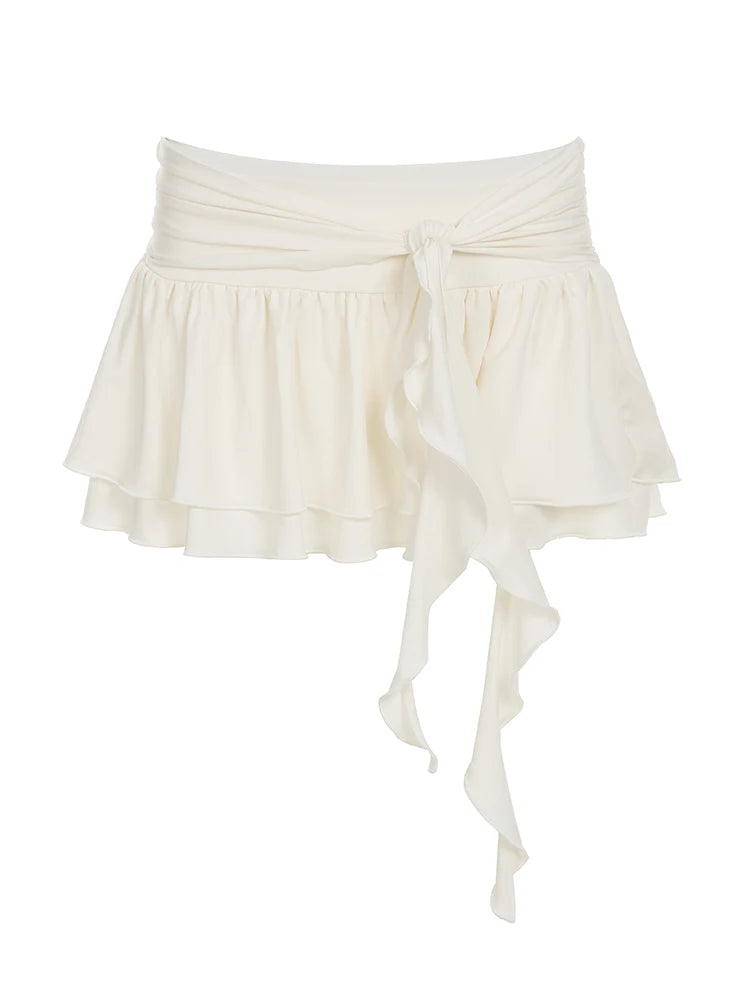 Low Waisted Lace Up Mini Skirts Bottoms Preppy Pleatd