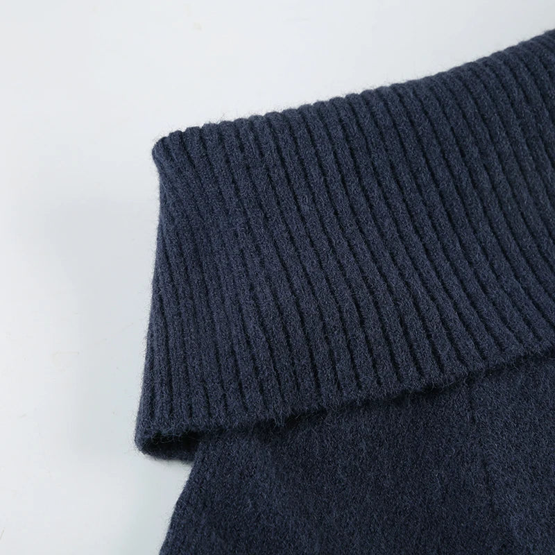 Slah Neck Sweater Slim Knit Pullover
